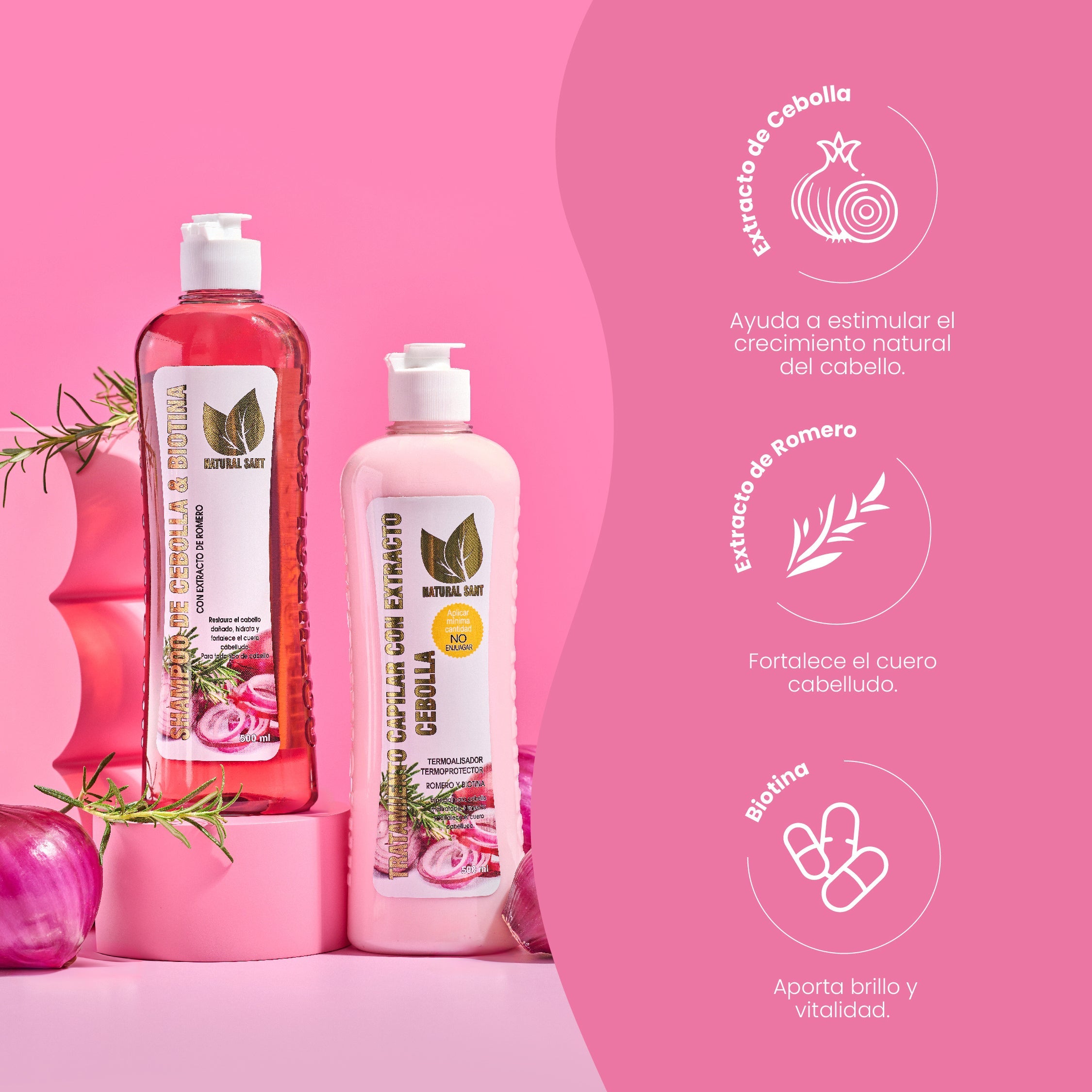 Kit Crecimiento Capilar Cebolla, Romero y Biotina | Natural Sant